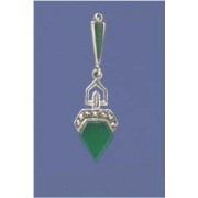 SPC GREEN AGATE/MARCASITE DROP EARRING -