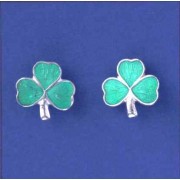 SPC 12mm GREEN ENAMEL SHAMROCK STUDS   =