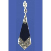 SPC ONYX/MARCASITE TIE SHAPE DROPS     -