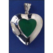 SPC 32mm GREEN AGATE HEART LOCKET      -