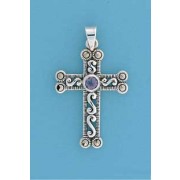 SPC 28x21mm AMETHYST/MARCASITE CROSS   =