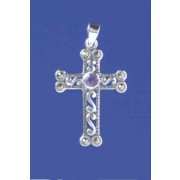 SPC 28x21mm GARNET/MARCASITE CROSS     -