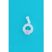 SPC 10mm CIRCULAR PINK+WHITE CZ PENDANT