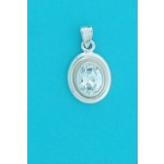 SPC 10x8mm POLISHED RIM OVAL CZ PENDANT