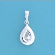 SPC 13mm TEARDROP WIDE RIM CZ PENDANT  =