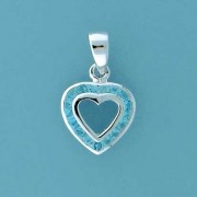 SPC 13mm CHANNEL SET BLUE CZ HEART PEND