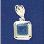 SPC BLUE/WHITE STONE 15mm SQUARE PENDAN-