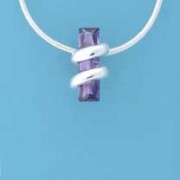 SPC 14x4mm BAGETTE AMCZ WIRE WRAP PEND =