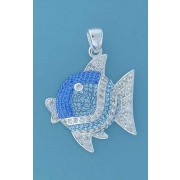 SPC FADING BLUE CRYSTAL/CZ FISH PENDANT