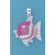 SPC FADING PINK CRYSTAL/CZ FISH PENDANT