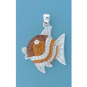 SPC FADING GOLD CRYSTAL/CZ FISH PENDANT