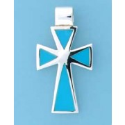 SPC 30x20mm TURQUOISE BLUE INLAID CROSS=