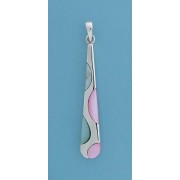 SPC MULTI-COL INLAID TEARDROP PENDANT