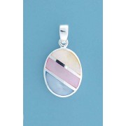 SPC MULTI COL CRAZY PAVING OVAL PENDANT=