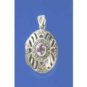 SPC AMETHYST/MARCASITE HEART LOCKET    =