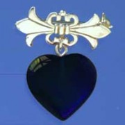 SPC ONYX HEART DROP/FLEUR DE LYS BROOCH=