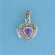 SPC 12mm AME/MARCASITE HEART LOCKET    =