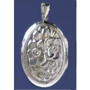 SPC 38x27mm OVAL EMBOSSED FLOWER LOCKET=