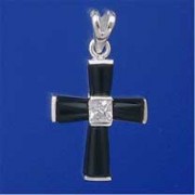 SPC 21x12mm ONYX/SQ.CZ CROSS PENDANT