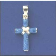 SPC 20x15mm BLUE STONE CROSS PENDANT   =