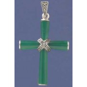 SPC 43x32mm GREEN AGATE/MARC CROSS     =