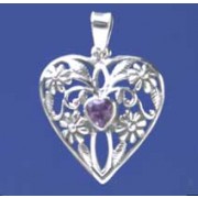 SPC AMETHYST FANCY HEART PENDANT       -