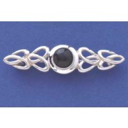 SPC 8mm ONYX CELTIC PATTERN BAR BROOCH =