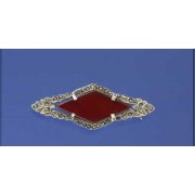 SPC MARQUISE CORNELIAN/MARCASITE BROOCH