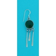 SPC GREEN AGATE TASSLE DROP EARRING    -