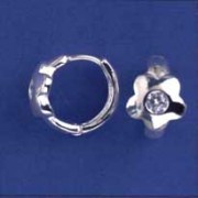 SPC CZ SET FLOWER 15mm CAST HINGED HOOP-