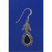 SPC ONYX MARCASITE TEARDROP DROPS      =