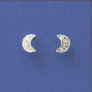 SPC 7MM CZ SET HALF MOON STUD