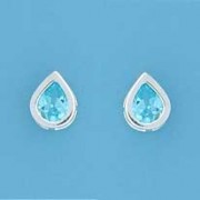 SPC 7mm BLUE STONE TEARDROP STUDS      =