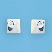 SPC 3mm CZ SET 9mm POLISHED SQ.STUDS   =