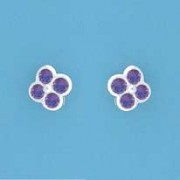SPC PURPLE CZ CLOVER SHAPED STUDS      +