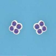 SPC PURPLE CZ CLOVER SHAPED STUDS      +