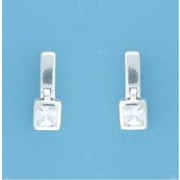 SPC BAR/HINGED SQ. CZ STUD EARRINGS    =