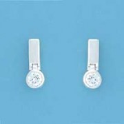 SPC BAR/HINGED CZ STUD EARRINGS