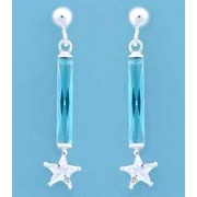 SPC BAGETTE BLUE STONE/CZ STAR DROPS   =