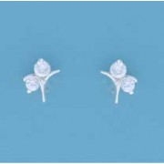 SPC DOUBLE CZ SET FANCY FLOWER STUD    =