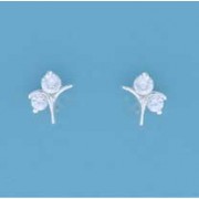 SPC DOUBLE CZ SET FANCY FLOWER STUD    =