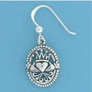 SPC FANCY OVAL CLADDAGH DROP EARRINGS  =