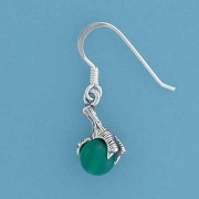 SPC GREEN AGATE BALL/CLAW DROP EARRINGS