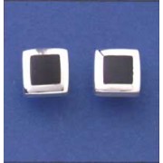 SPC 7mm SQ ONYX STUDS WITH PLAIN RIM   =