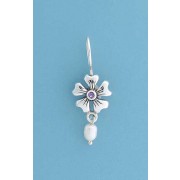 SPC AMETHYST/PEARL HOOKWIRE FLOWER DROPS