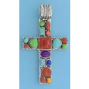 SPC MULTI STONE CROSS PENDANT          =