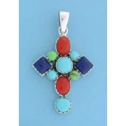 SPC MULTI STONE CROSS PENDANT          =