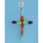 SPC MULTI STONE CROSS PENDANT