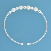 SPC 4 LASER/5 PLAIN BEADED CUFF BANGLE =