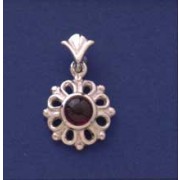 SPC 6mm CAB.GARNET ROUND FLOWER PENDAN